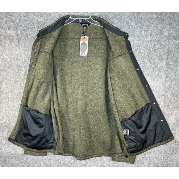 NEW Eddie Bauer Men’s Sweater Fleece Snap Shirt Jacket Green Size 2XL Outdoors - Picture 6 of 13